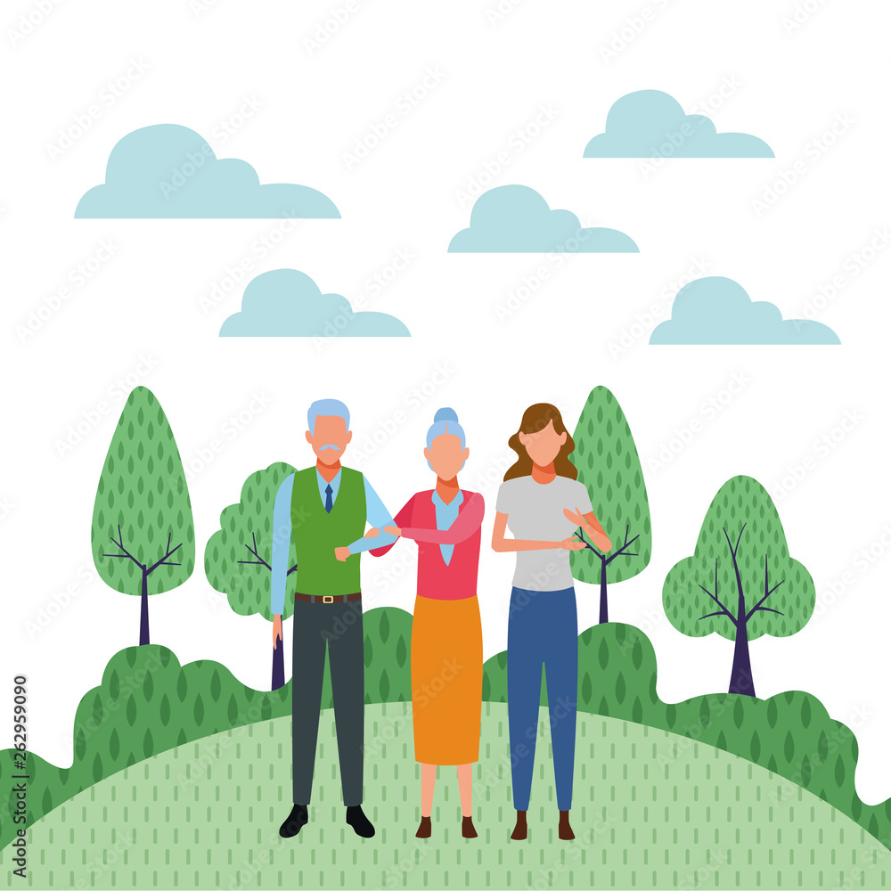 Wall mural elderly couple and woman