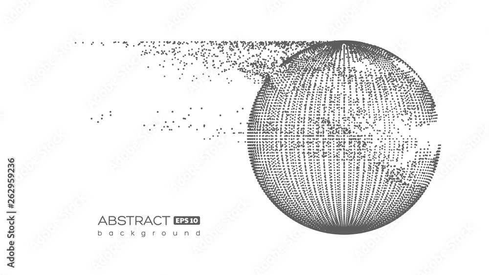 Aufkleber abstract globe particles sphere with explosion effect. 3d technology digital style. isolated on whit