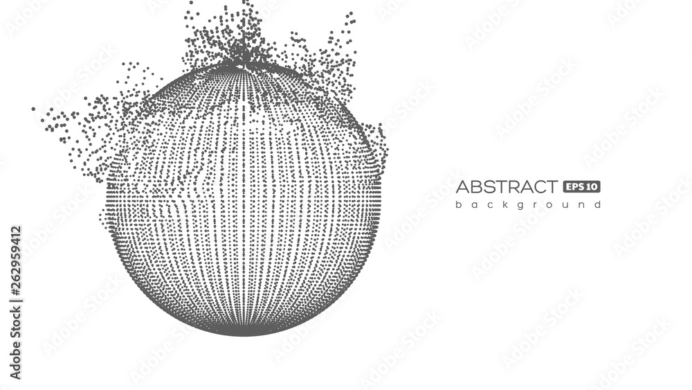 Aufkleber abstract globe particles sphere with explosion effect. 3d technology digital style. isolated on whit