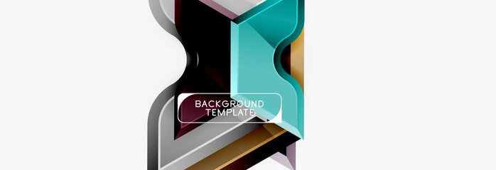 Geometric banner made of glossy geometric shapes, for background or abstract logo element