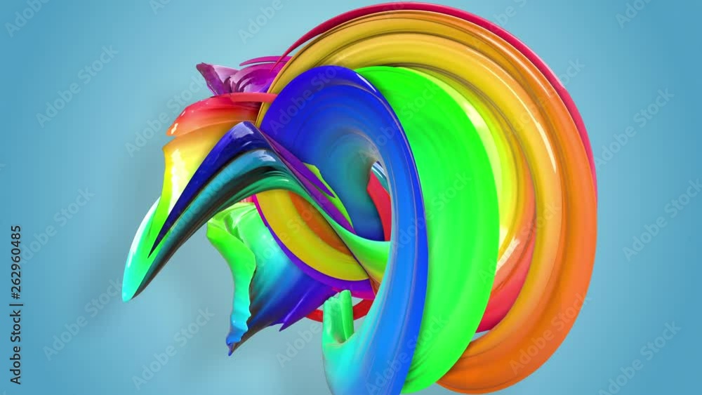 Poster abstract seamless background with multicolored ribbons. rainbow stripes are moving in a circle and t