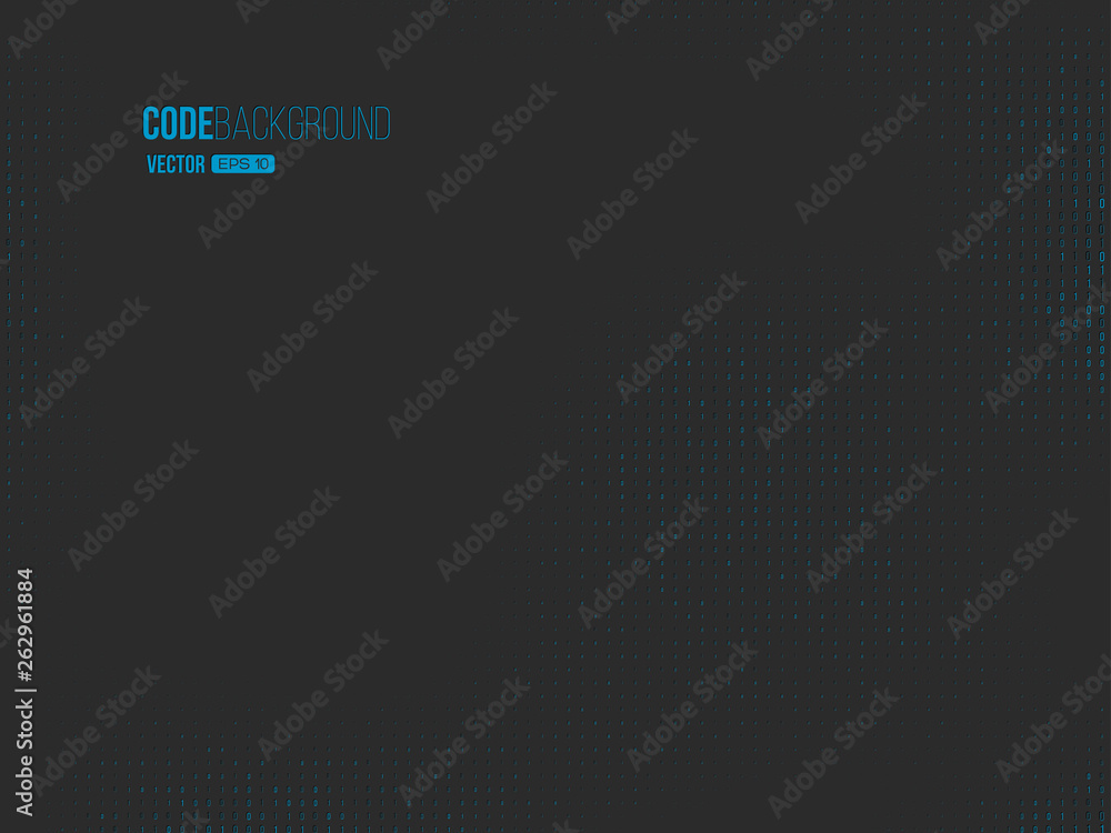 Aufkleber binary code digital technology concept. zero one matrix black background with blue . vector illustra