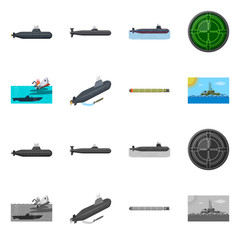 Isolated object of war  and ship symbol. Set of war  and fleet vector icon for stock.