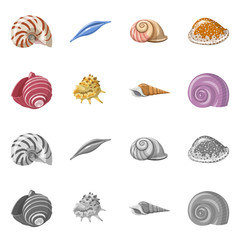Vector illustration of animal and decoration logo. Collection of animal and ocean stock symbol for web.