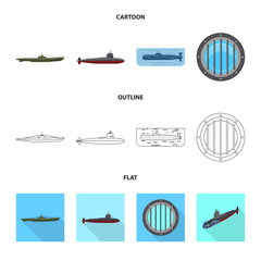Vector design of war  and ship symbol. Collection of war  and fleet stock vector illustration.