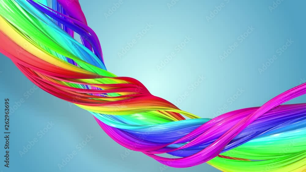 Poster abstract seamless background with multicolored ribbons. rainbow stripes are moving in a circle and t