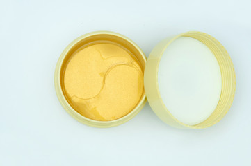 Bank of eye patches close-up on a white background.