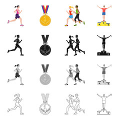 Vector design of sport  and winner symbol. Set of sport  and fitness  vector icon for stock.