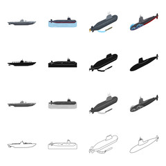 Vector illustration of war  and ship symbol. Collection of war  and fleet vector icon for stock.