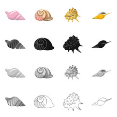 Vector illustration of animal and decoration symbol. Collection of animal and ocean vector icon for stock.