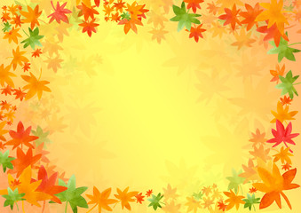 紅葉　水彩イラスト