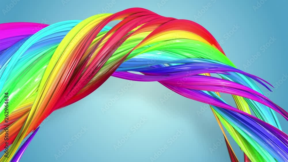 Poster abstract seamless background with multicolored ribbons. rainbow stripes are moving in a circle and t