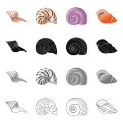Vector illustration of animal and decoration sign. Collection of animal and ocean stock vector illustration.