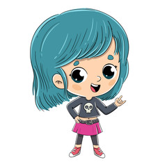 Niña rockera con el pelo azul
