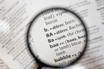 The word of phrase - BA - in a dictionary.