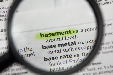 The word or phrase basement in a dictionary.