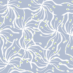 Light gray background from white contour flowers. Texture for the decoration of fabrics, tiles and paper and wallpaper on the wall.