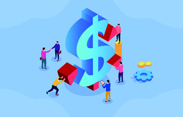 Obraz premium a group of people put together the dollar sign