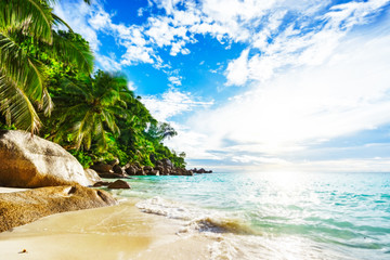 sunny day on paradise beach anse georgette,praslin seychelles 44