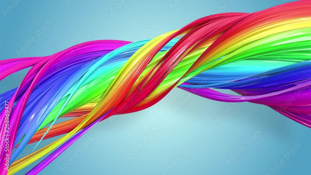 Poster abstract seamless background with multicolored ribbons. rainbow stripes are moving in a circle and t