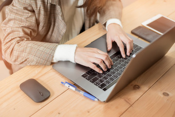 Business woman is working in her office desk