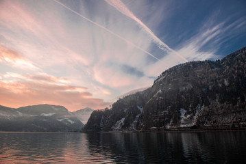 View of Lake Lucerne (Switzerland) at sunrise