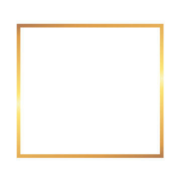 Golden thin square frame on the white background. Perfect design for headline, logo and sale banner.