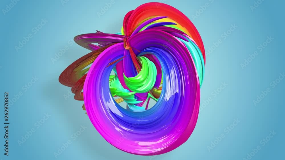 Poster abstract seamless background with multicolored ribbons. rainbow stripes are moving in a circle and t