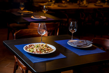 salad on a table in restaurant