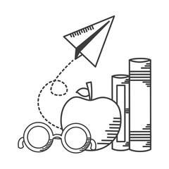 apple books paper plane school supplies