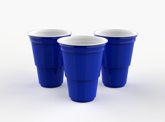 plastic party cups set, isolated on white background. 3d illustration