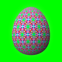Happy Easter - Frohe Ostern, Artfully designed and colorful easter egg, 3D illustration on green background