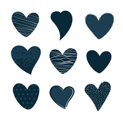 Set of hand drawn hearts. Vector illustration