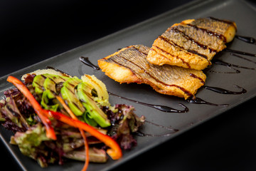 grilled salmon steak with vegetables