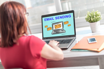 Email sending concept on a laptop screen