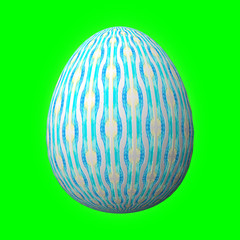 Happy Easter - Frohe Ostern, Artfully designed and colorful easter egg, 3D illustration on green background