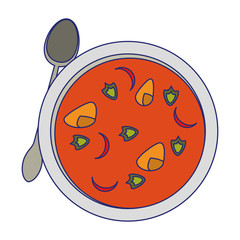 Mexican soup with popotes blue lines