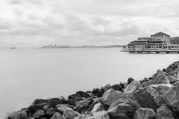 Black and white bay from Sausalito