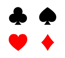 Suit of playing cards icons. symbols isolated on white background vector illustration.