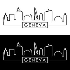 Fototapeta premium Geneva skyline. Linear style. Editable vector file.