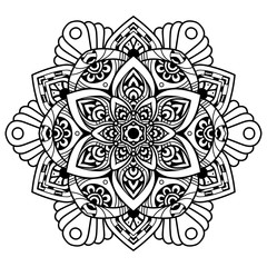 Black and white mandala vector isolated on white. Vector hand drawn circular decorative element.
