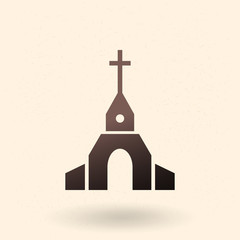 Vector Black Silhouette Catholic Church Icon