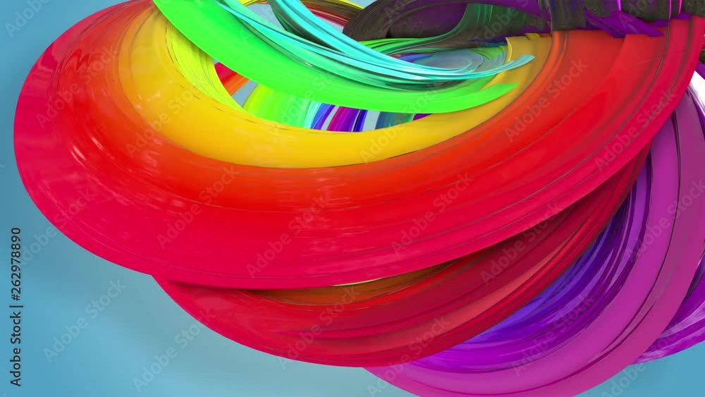 Poster abstract seamless background with multicolored ribbons. rainbow stripes are moving in a circle and t
