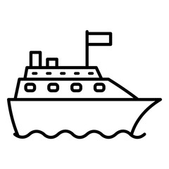 Vector Black Outline Cruise Ship Icon