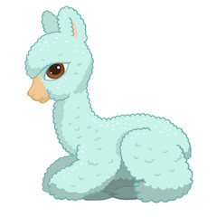 Llama cartoon alpaca. Lama animal vector isolated illustration. Cute funny hand drawn art. Design for card, sticker , fabric textile, t shirt. Children, kid modern trendy style