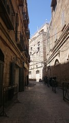Fototapeta na wymiar Israel, Jerusalem, stone streets on a clear day.