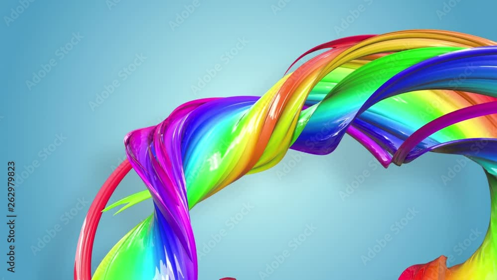 Poster abstract seamless background with multicolored ribbons. rainbow stripes are moving in a circle and t