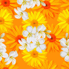 Seamless pattern with tropical flower vector illustration