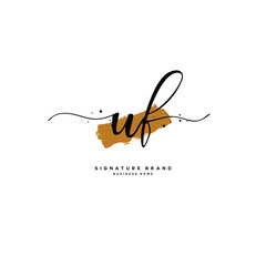 U F UF Initial letter handwriting and  signature logo.