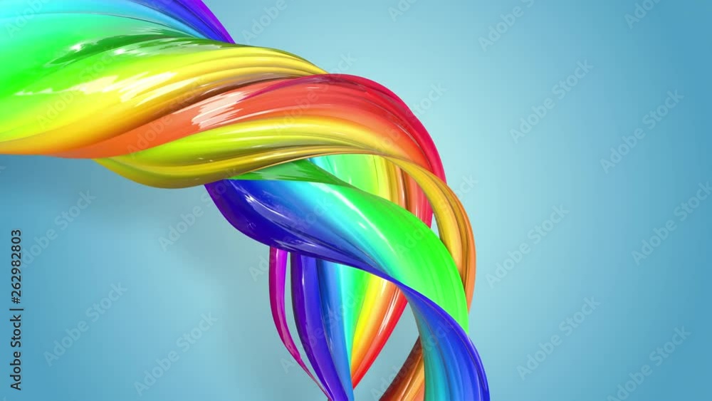 Poster abstract seamless background with multicolored ribbons. rainbow stripes are moving in a circle and t